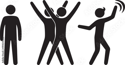 Group of people dancing and celebrating with joy and excitement