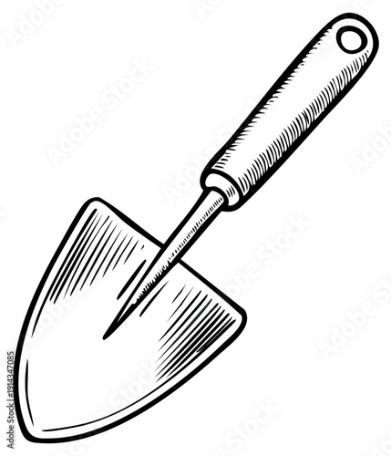 Small Shovel Hand Drawn Illustration for Gardening or Planting Projects