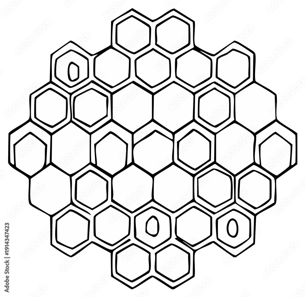 Obraz premium Abstract Hexagonal Pattern Geometric Design in Black and White