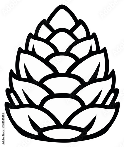 Stylized Hop Cone Vector Illustration Simple Outline Botanical Element for Brewing and Craft Beer Designs