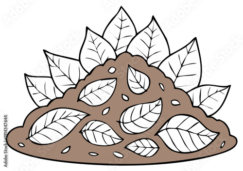 Compost pile with leaves and organic material for gardening and soil enrichment illustration