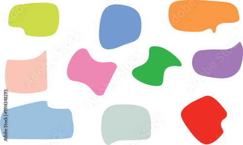 A collection of colorful speech bubbles on a white background