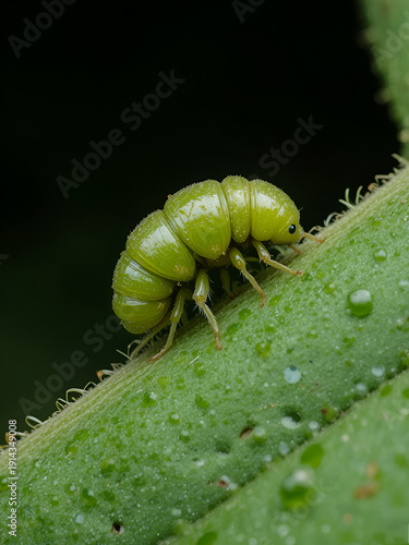 Poplar spiral gall aphid or Pemphigus spyrothecae on leaf petiole of Populus nigra (Black poplar)