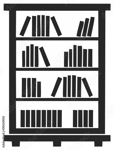 Minimalist Bookshelf Filled with Books Vector Icon for Library or Study Concepts