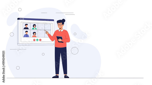Business meeting via video conference, online teamwork, remote collaboration