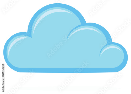 Cartoon-style blue cloud illustration with soft shading for weather and data concepts.