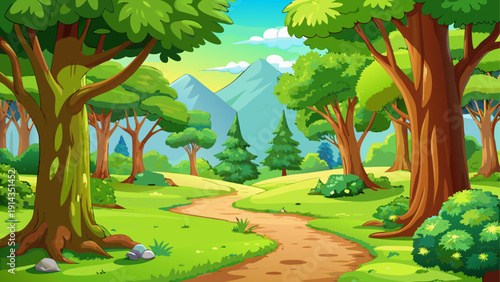 A whimsical adventure through a magical forest pathway