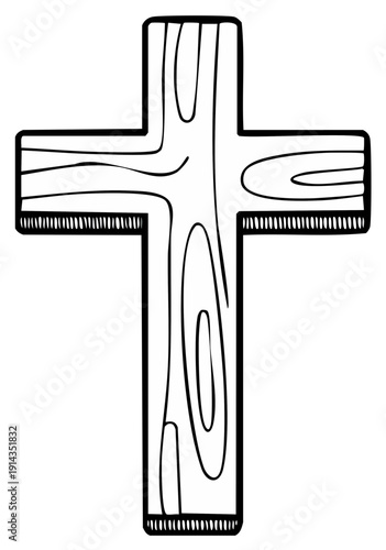 Wooden cross illustration depicting faith and hope with detailed woodgrain
