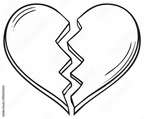 Broken Heart Illustration in Sketch Style