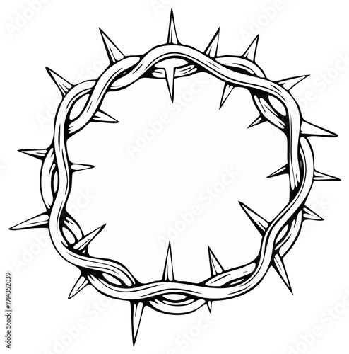 Hand-drawn illustration of a thorny crown of thorns, symbolizing suffering and sacrifice