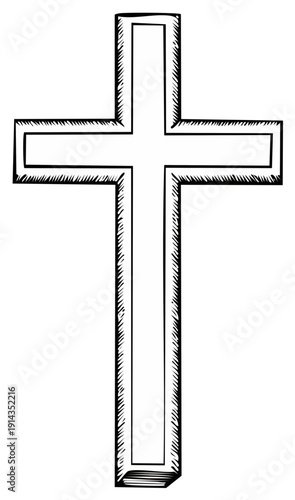 Ink drawing of a simple Christian cross symbol with a classic design