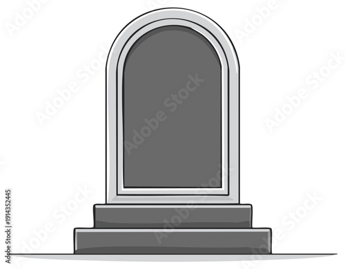 Simple Arch Top Gravestone Monument Isolated Stone Marker