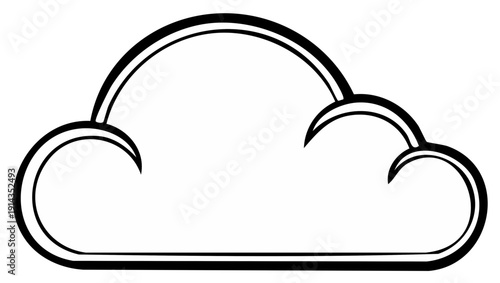 Stylized cloud outline with a thick black border and minimalist white interior design
