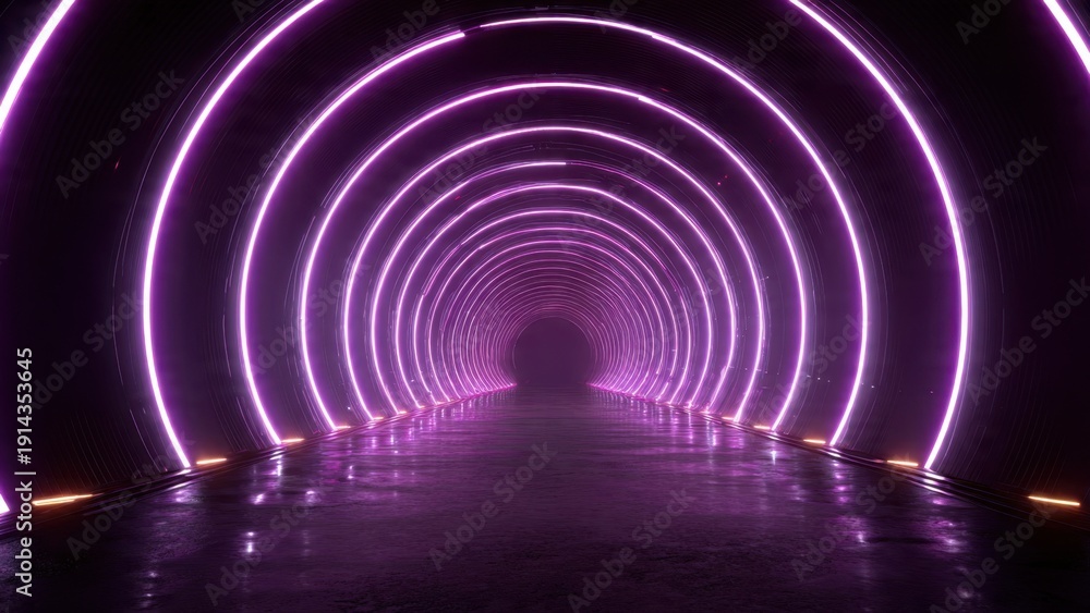 Obraz premium Glowing Purple Tunnel Perspective
