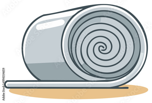 Cartoon vector illustration of a rolled industrial metal sheet or steel coil