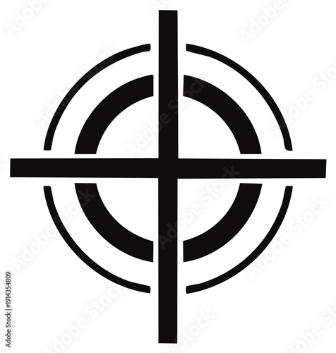 Black Aiming Target Crosshairs Icon Illustration For Hunting and Precision Shooting