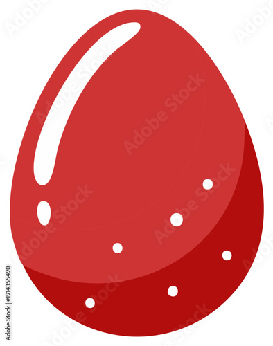 Red easter egg, decorated with white dots, glossy, minimal cartoon style, and perfect for springtime holiday promotions