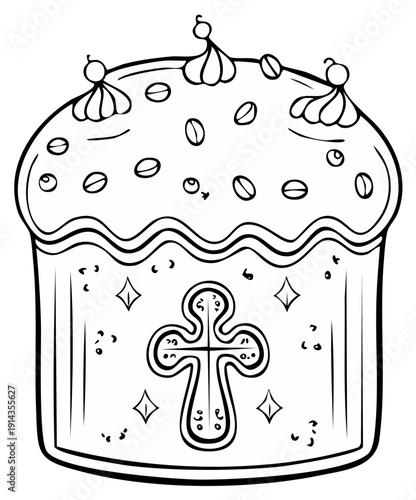 Traditional Easter Bread Icon with Cross Ornament and Festive Sprinkles