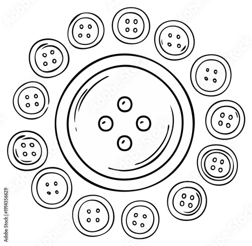 Sewing Buttons Circle Shape Graphic Doodle