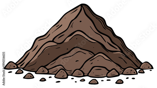 Stylized illustration of a pile of dirt and rocks representing earth or soil for gardening