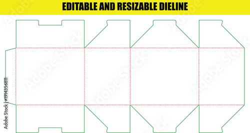 Standard Rectangular Folding Box Dieline for Versatile Product Packaging Solutions