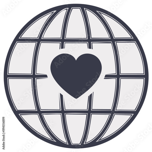 Global Heart Icon Representing Love and Care for the Planet