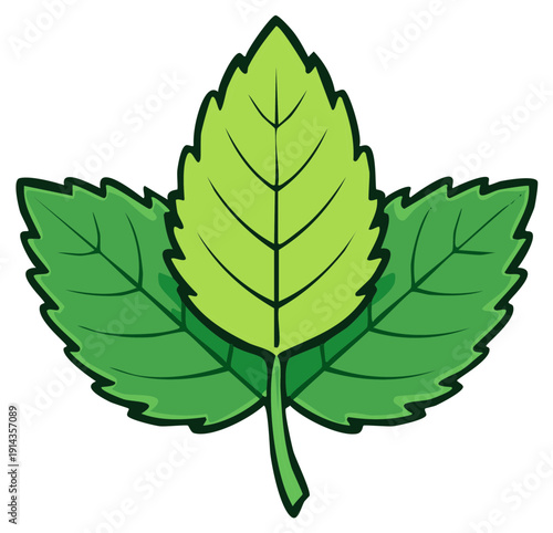 Green leaf sprig cartoon illustration icon for nature environment and organic concepts