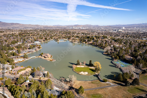Canvas Print RENO, NEVADA, UNITED STATES - Feb 15, 2026: Lake Stanley is a private lake nearb