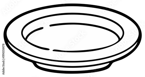 Simple Hand Drawn Outline of a Round Dinner Plate or Dish