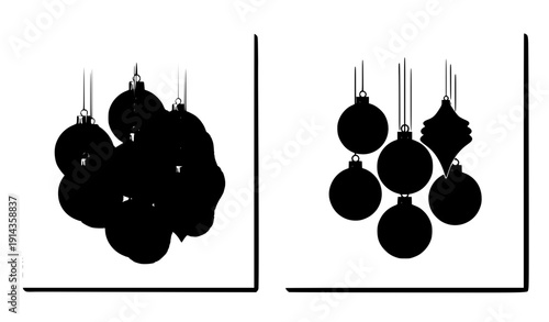 Modern Black Christmas Decorations Set – isolated on transparent background