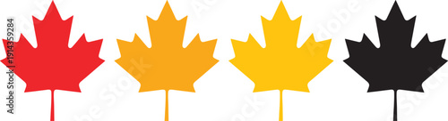 Maple Leaf Icon Set, Autumn Seasonal Vector