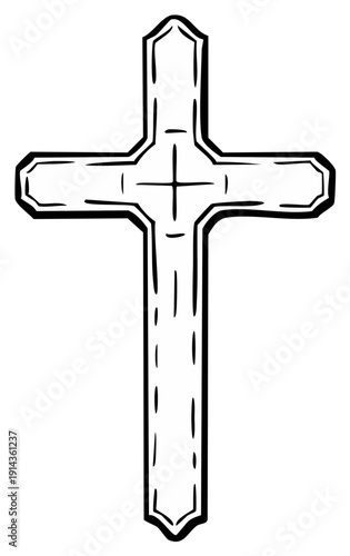 Christian Cross Symbol Hand Drawn Religious Icon