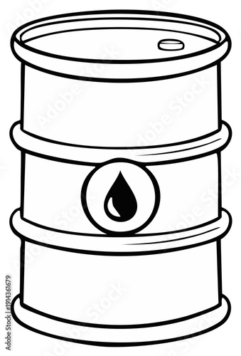 Stylized oil barrel with a droplet symbol conveying energy and industry
