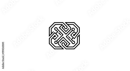 Modern abstract black logo design element on white background.