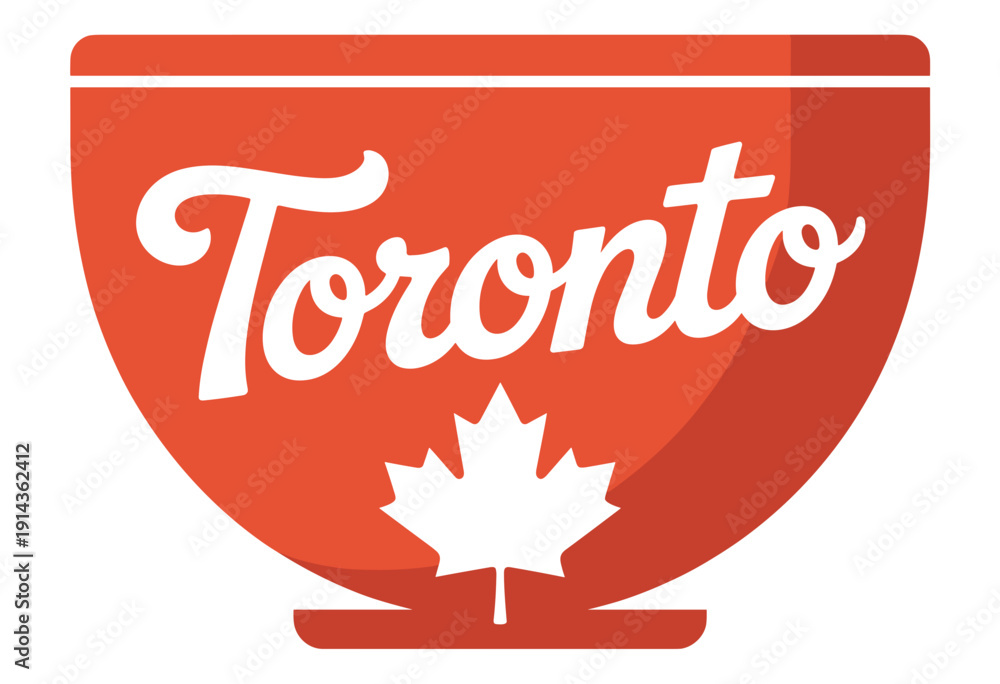 Fototapeta premium Vibrant and Playful Toronto Logo Featuring Maple Leaf on Bold Red Background