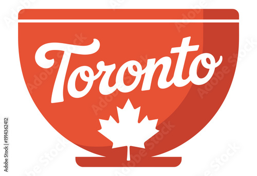 Vibrant and Playful Toronto Logo Featuring Maple Leaf on Bold Red Background