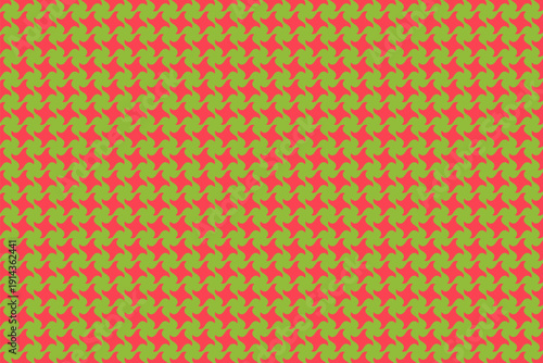 Vibrant diagonal houndstooth pattern in bold lime green and coral.  Perfect for textiles, fashion, website backgrounds, or any design needing a dynamic, energetic texture.
