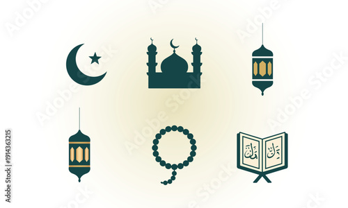 set of islamic religious symbols