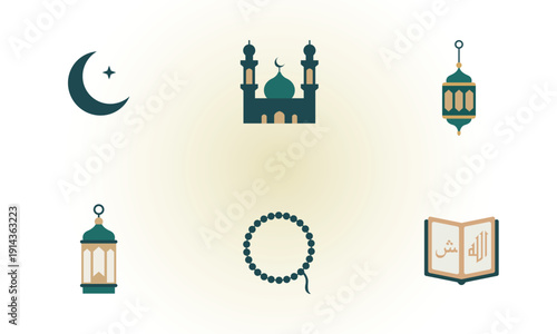 set of islamic religious symbols