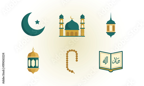 set of islamic religious symbols