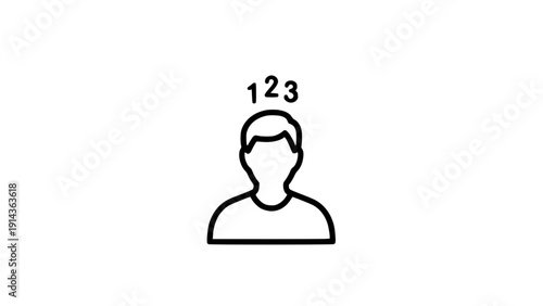 User profile with numbers icon in black outline style