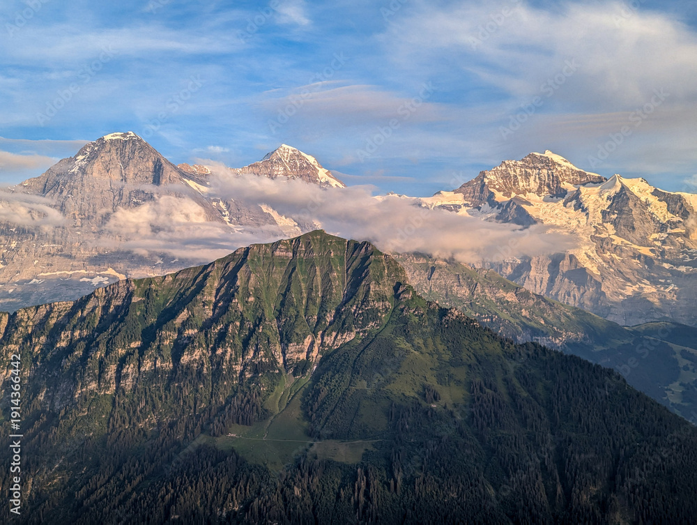 custom made wallpaper toronto digitalFamous mounts Eiger, Moench and Jungfrau in the Swiss alps, mount Maennlichen in the foreground