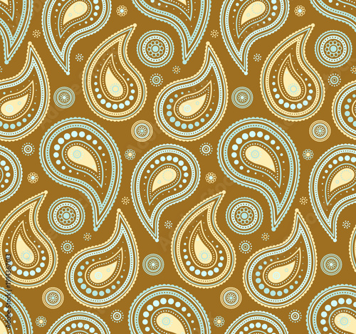 Sparse material to tranquility retro. Herbal paisley with repetition ornate. Curled interior in invitation effect.