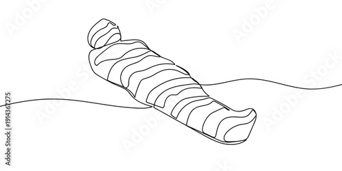 Single continuous line art style, Mummy. Line art Illustration Editable stroke.