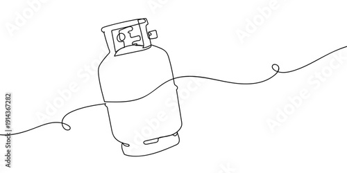 Single continuous line art style - Gas tank Line art Illustration Editable stroke.