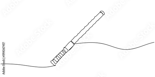 Single continuous line art style: Baton for security guards. Line art Illustration Editable stroke.