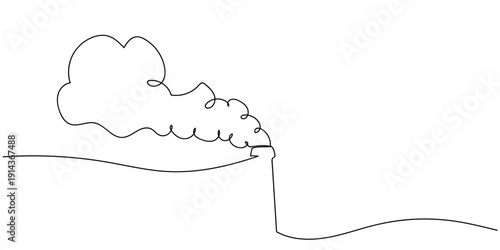 Single continuous line art style industrial factory chimney. Line art Illustration Editable stroke.