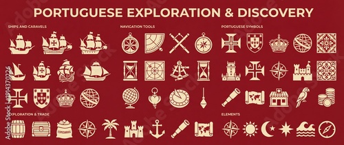 Wallpaper Mural Symbols and tools from Portuguese exploration showcase maritime history and trade routes across the globe Torontodigital.ca