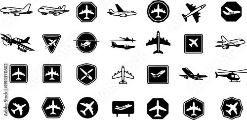 Aircraft icon vector set , airplane illustration sign collection , plane symbol or logo 