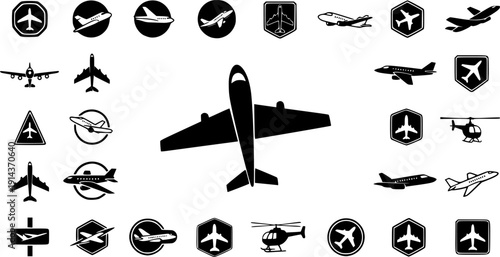 Aircraft icon vector set , airplane illustration sign collection , plane symbol or logo 